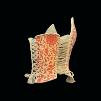 Red Brocade wearable ceramic corset by: Nicole Moan  - Thumbnail 3