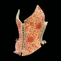 Red Brocade wearable ceramic corset by: Nicole Moan  - Thumbnail 7