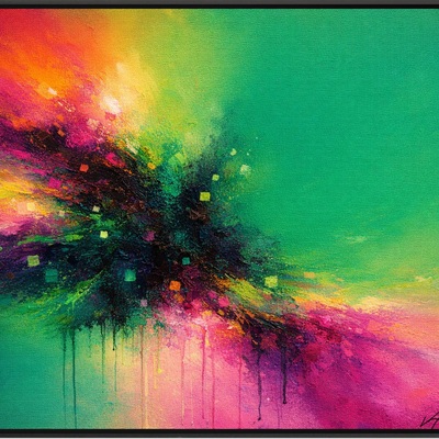 Vibrant color burst abstract wall art print