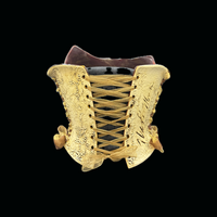 Embroidered Leather 3 piece wearable ceramic corset by: Nicole Moan  - Thumbnail 4