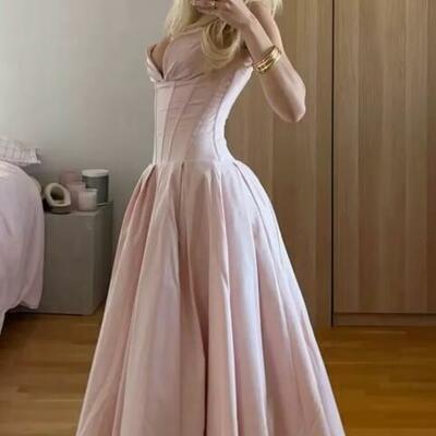 Pink ball gown puffy prom dresses evening formal party dress