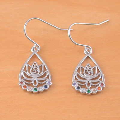Sterling silver chakra lotus flower earrings/chakra earrings/lotus flower earrings/chakra jewellery/chakra jewelry/uk