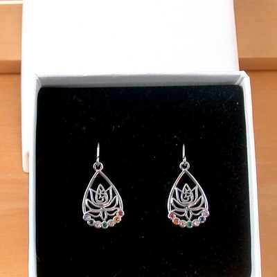 Boxed gift/sterling silver chakra lotus flower earrings/chakra earrings/lotus flower earrings/chakra jewellery/chakra jewelry/uk