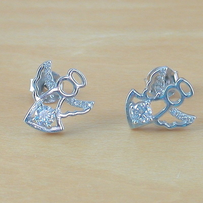Sterling silver cz angel wing stud earrings/angel earrings/cz earrings/cz jewellery/guardian angel/gemstone earrings/angel studs/uk