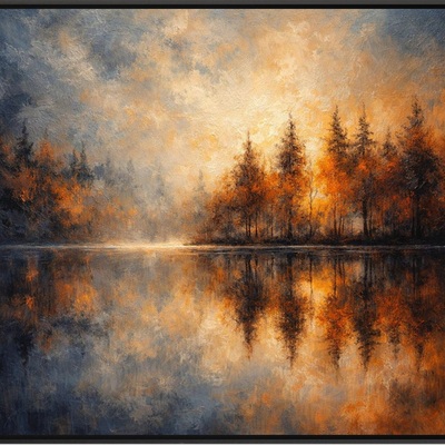 Autumn forest reflections landscape wall art print