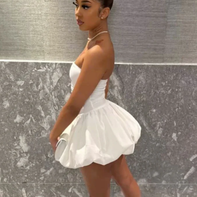 Cute a line white short homecoming dresses