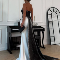 Strapless A Line Long Beaded Mermaid Prom Dress Formal Evening Dress  - Thumbnail 2