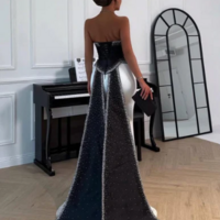 Strapless A Line Long Beaded Mermaid Prom Dress Formal Evening Dress  - Thumbnail 3