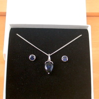 BOXED GIFT SET/Sterling Silver Sapphire Lab Created Pendant & Chain/Sapphire Necklace/Sapphire Jewellery/Sapphire Jewelry/September Birthstone/UK - Thumbnail 11
