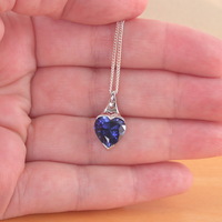 GIFT BOXED SET/Sterling Silver Sapphire Lab Created Heart Pendant & Chain/Sapphire Necklace/Sapphire Jewellery/Sapphire Jewelry/September Birthsto - Thumbnail 4