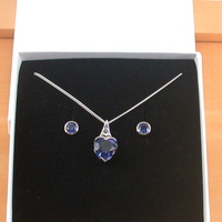 GIFT BOXED SET/Sterling Silver Sapphire Lab Created Heart Pendant & Chain/Sapphire Necklace/Sapphire Jewellery/Sapphire Jewelry/September Birthsto - Thumbnail 7