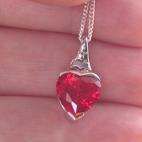 Sterling Silver Ruby Lab Created Heart Pendant & Chain/Ruby Necklace/Ruby Jewellery/Ruby Jewelry/July Birthstone/UK - Thumbnail 3