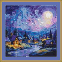Starry Night Village 10 Cross Stitch Pattern