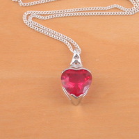BOXED GIFT/Sterling Silver Ruby Lab Created Heart Pendant & Chain/Ruby Necklace/Ruby Jewellery/Ruby Jewelry/July Birthstone/UK - Thumbnail 1