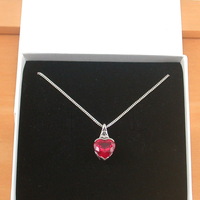BOXED GIFT/Sterling Silver Ruby Lab Created Heart Pendant & Chain/Ruby Necklace/Ruby Jewellery/Ruby Jewelry/July Birthstone/UK - Thumbnail 7