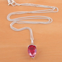 Sterling Silver Ruby Lab Created Pendant & Chain/Ruby Necklace/Sapphire Jewellery/Ruby Jewelry/July Birthstone/UK - Thumbnail 1