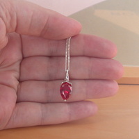 BOXED GIFT SET/Sterling Silver Ruby Lab Created Pendant & Chain/Ruby Necklace/Sapphire Jewellery/Ruby Jewelry/July Birthstone/UK - Thumbnail 3