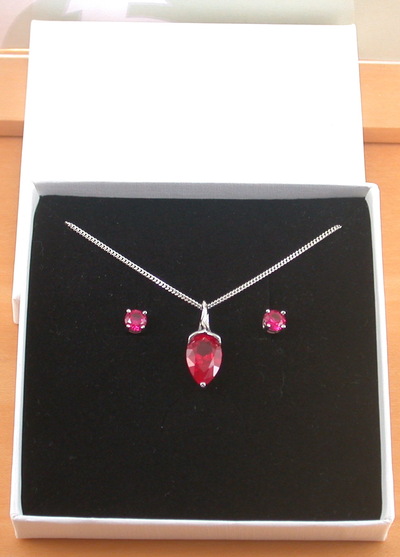 BOXED GIFT SET/Sterling Silver Ruby Lab Created Pendant & Chain/Ruby Necklace/Sapphire Jewellery/Ruby Jewelry/July Birthstone/UK