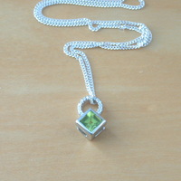 BOXED GIFT SET/Sterling Silver Peridot & Cz Gemstone Pendant & Chain/Peridot Necklace/Peridot Jewellery/Peridot Jewelry/August Birthstone/UK - Thumbnail 2