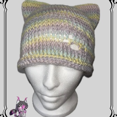 Rainbow paws kitty beanie  