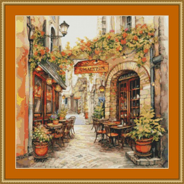 Narrow Alley Cafe 3 Cross Stitch Pattern