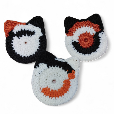 Crochet cat coasters