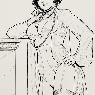 Original ink sketch - lady d 