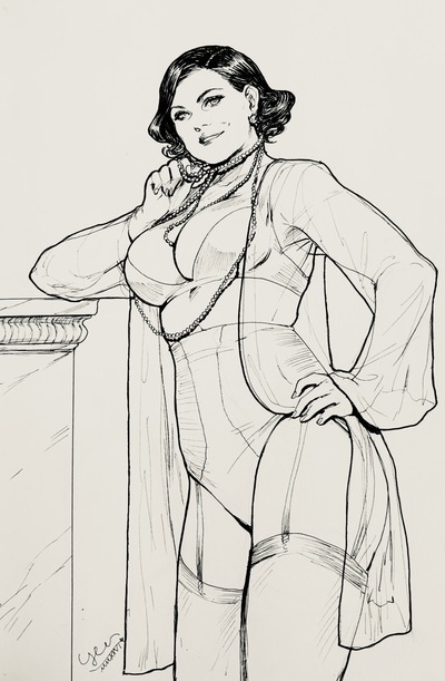 Original Ink Sketch - Lady D 