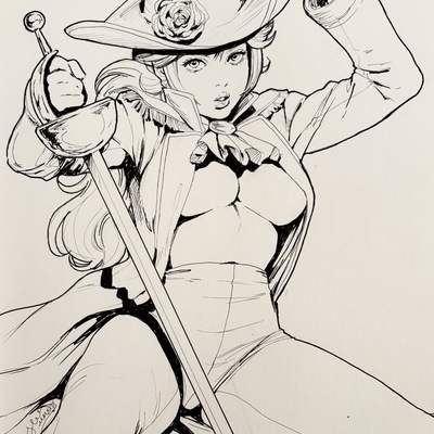 Original ink sketch - peach