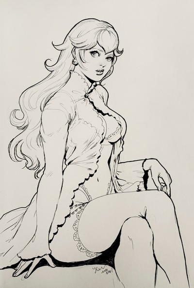 Original Ink Sketch - Peach