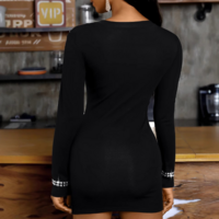 Sexy Temperament Slim Long Sleeves Hip Hugging Dress - Thumbnail 3