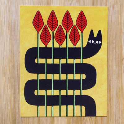 Cat Worm Postcard