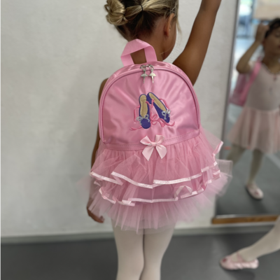 Ballet satin backpack w/ ruffles