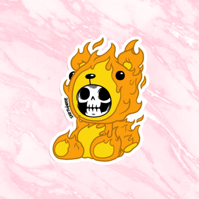 Death teddy sticker - flame