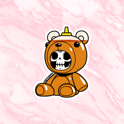 Death teddy sticker - honey bottle
