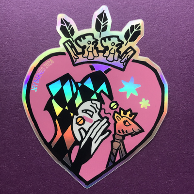 Fool heart holo sticker