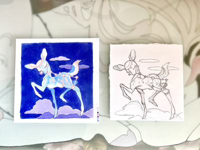Marker original/sketch set: dipper fawn 