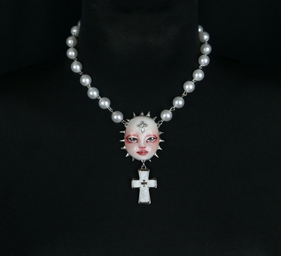 Doll Maria rosary necklace