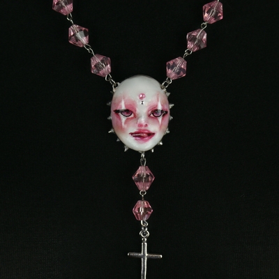 Doll jester rosary necklace