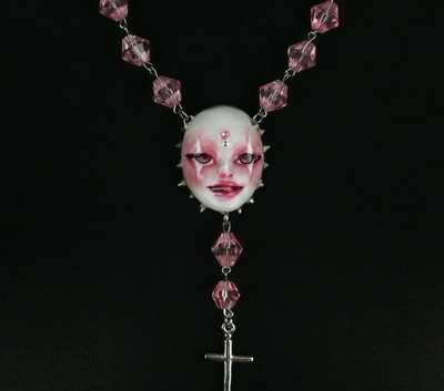 Doll Jester rosary necklace