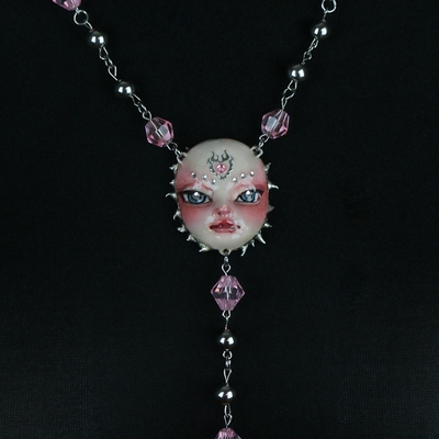 Doll spacebaby rosary necklace