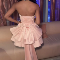 Strapless Pink Stain Short Prom Dress Brithday Dress - Thumbnail 1
