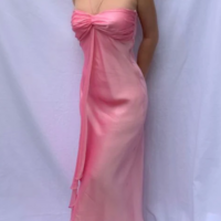 Halter Pink Sheath Long Prom Dress Formal Evening Dress - Thumbnail 1