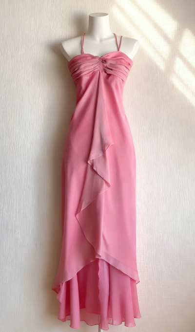 Halter Pink Sheath Long Prom Dress Formal Evening Dress