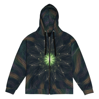 Neon fractal bloom zip hoodie