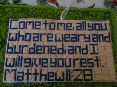 Needlepoint Wall Hanging:Matthew 11:28
