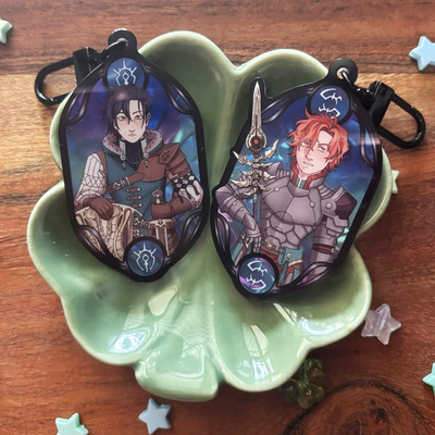 Sylvain and felix fe3h 2.5" stained glass effect acrylic keychains