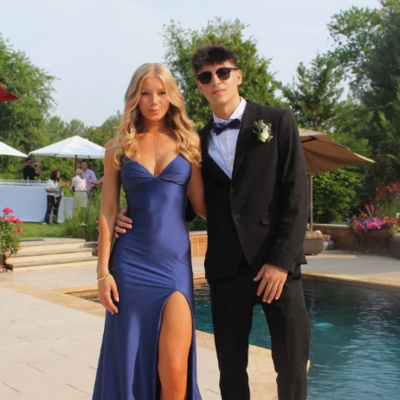 Elegant blue stain backless silt prom dresses - Thumbnail 1