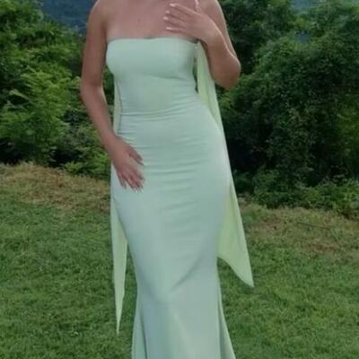 Mint green sheath satin prom dresses evening formal party dress