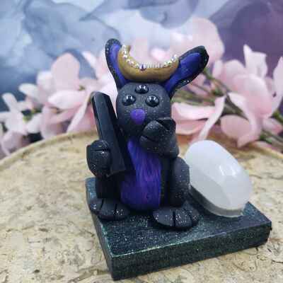 Selenite lunar bunny gem hoarder